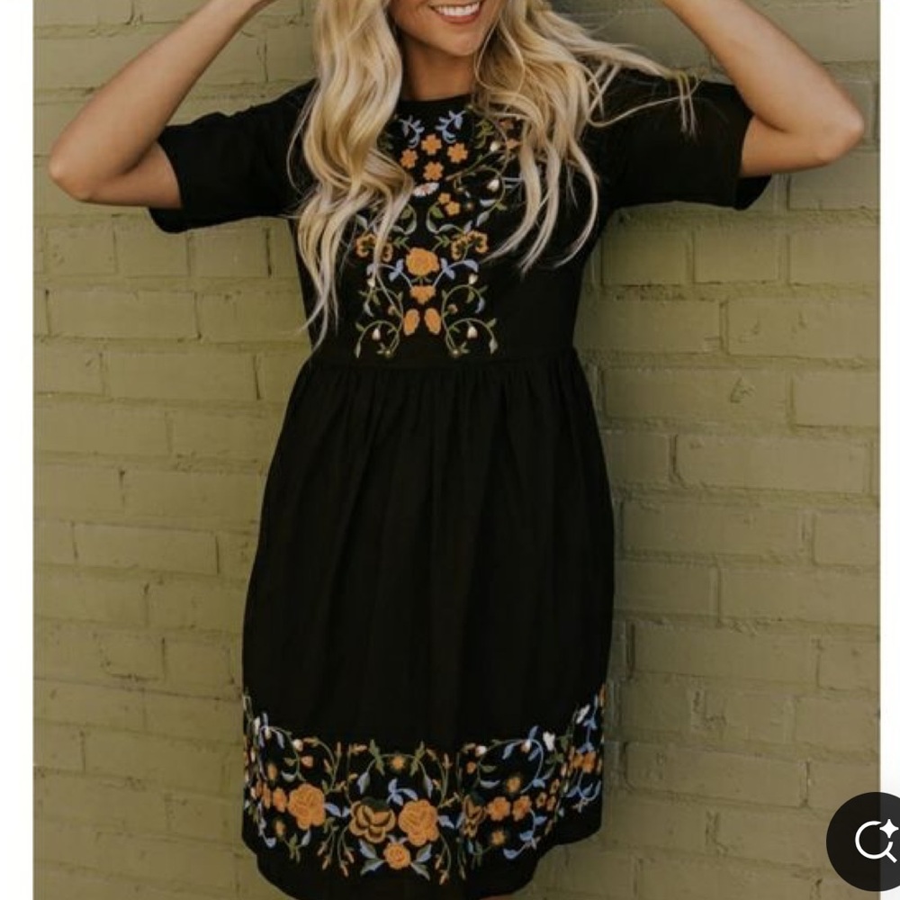 Roolee Moira Embroidered Black Dress Size XL - Picture 4 of 4